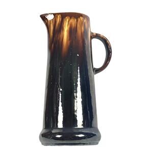 Antique Bennington Rockingham Tall Earthenware Pottery Pitcher-Excellent!